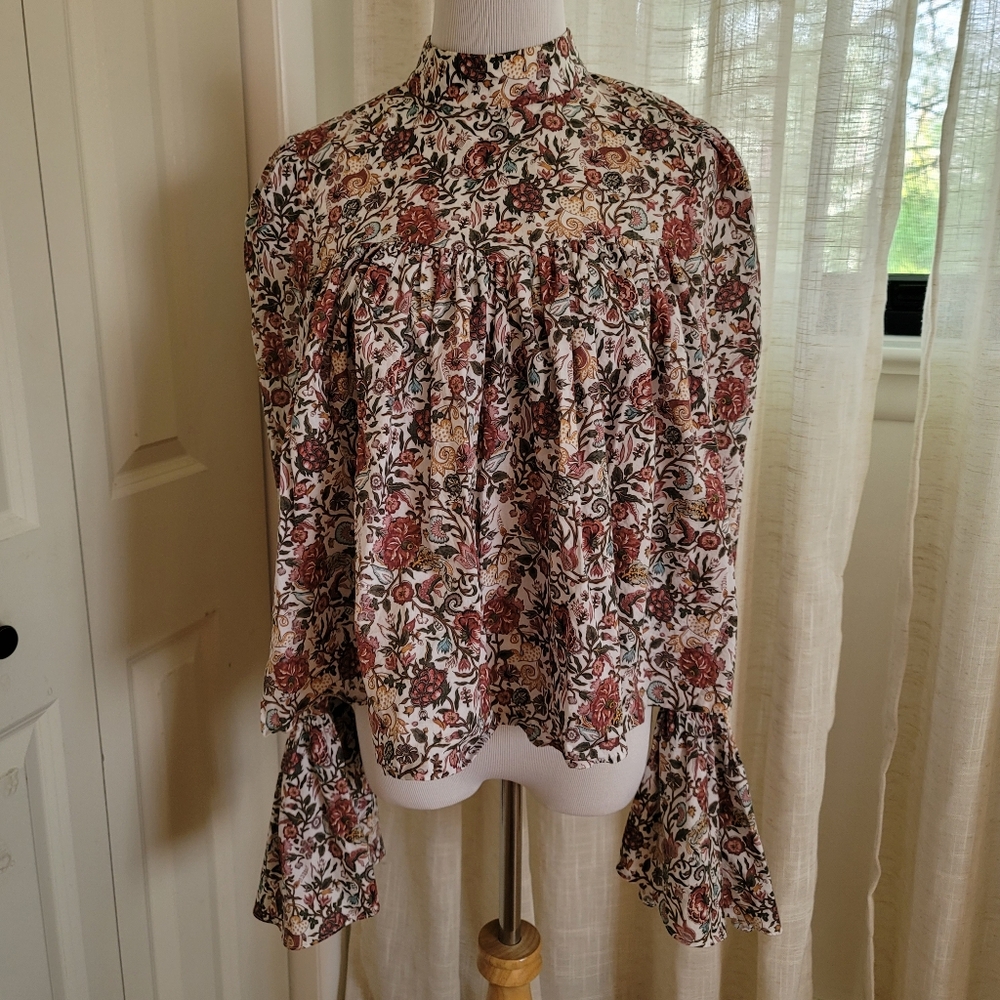 Caroline Constas Multicolor Floral Blouse Top Size M Pre-owned
